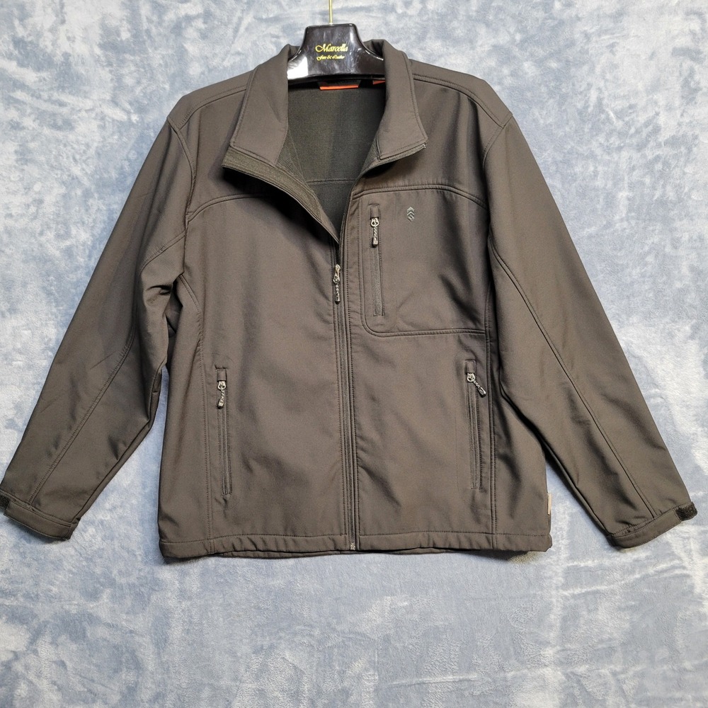 Free Country Mens‎ Softshell Jacket XL Full Zip Pockets Gray Outdoors